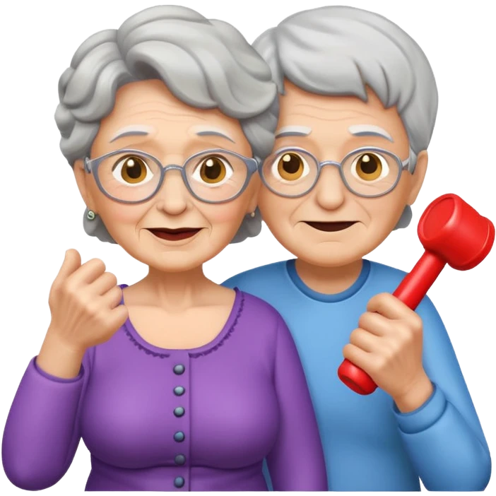 granny with a pumped up guy emoji iOS 18.1 emoji
