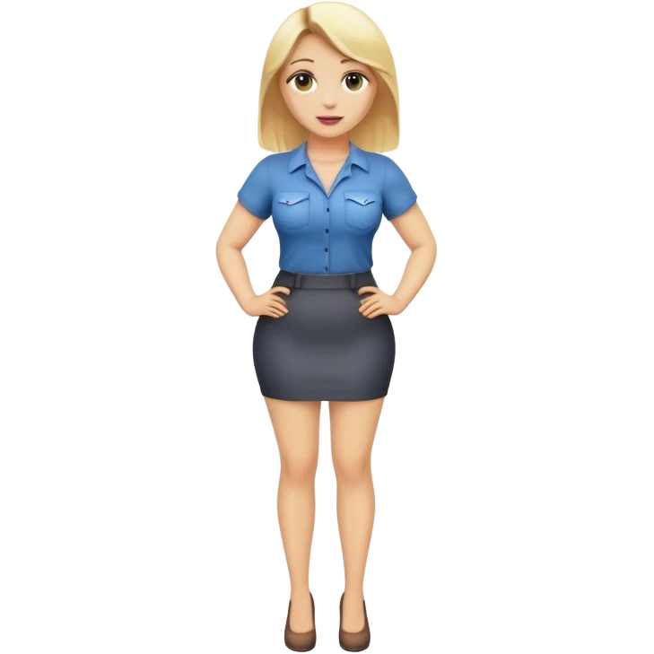 fullbody busty blonde woman, realistic emoji style, standing, safe for work, natural expression emoji