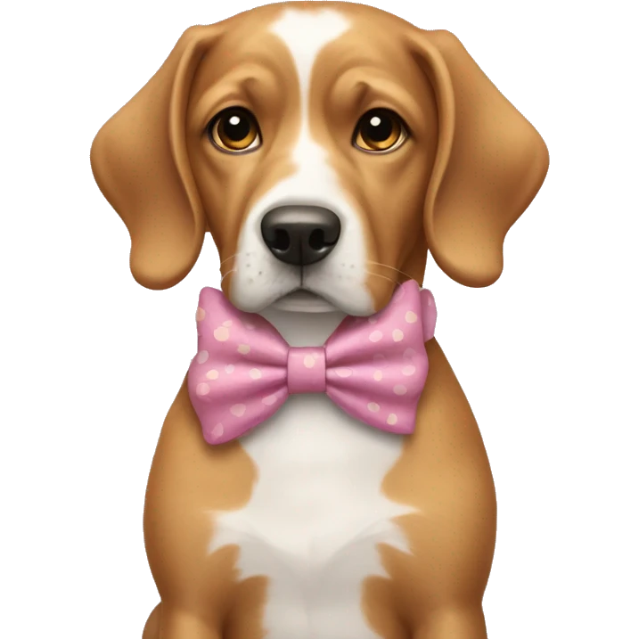Daisy my dog wearing a bow emoji