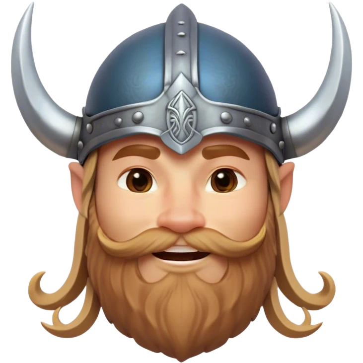 Clash of Clans aesthetic: Cinematic Playful Viking Portrait Emoji, Head tilted with a cheeky grin and twinkling eyes, featuring a compact, charming build with a modest, stylized Viking helmet and a playful beard, his face rendered in natural skin tone, Simplified yet irresistibly charming features, highly detailed, glowing with a warm, inviting radiance, high shine, spirited and lively, stylized with an air of whimsical Nordic mischief, soft glowing outline, capturing the essence of a playful Viking exuding friendly rogue charm! emoji