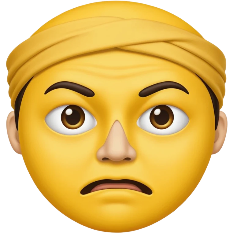 yellow face covering mouth with mad eyebrows emoji