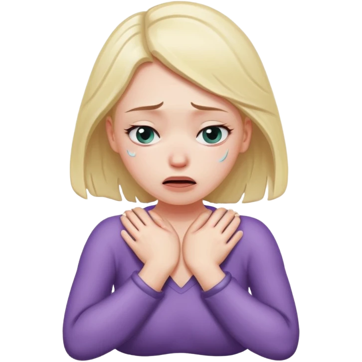 white girl with arms on her neck fake chokinh herself  because she is stressed  emoji