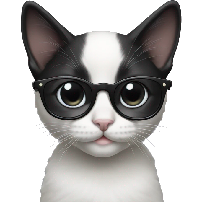 Black kitten with pearl glasses  emoji