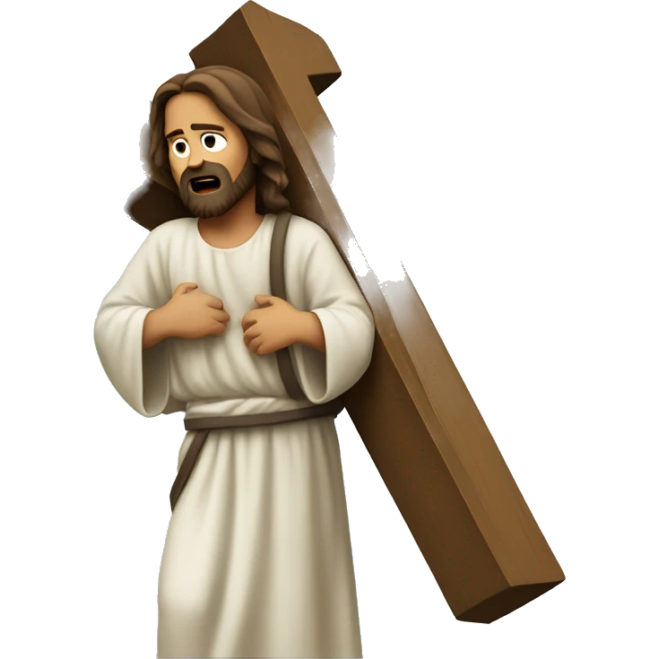Jesus carrying a cross, struggling  emoji