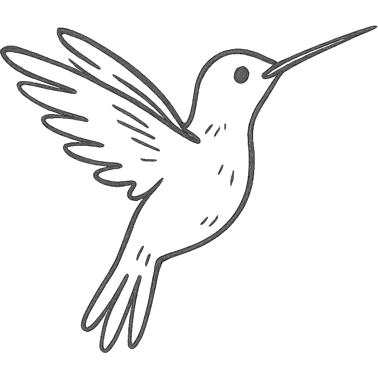 hummingbird hand drawn outline style emoji