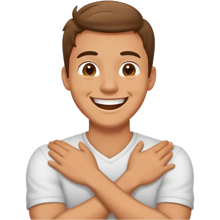 arms crossed holding neck laughing guy emoji