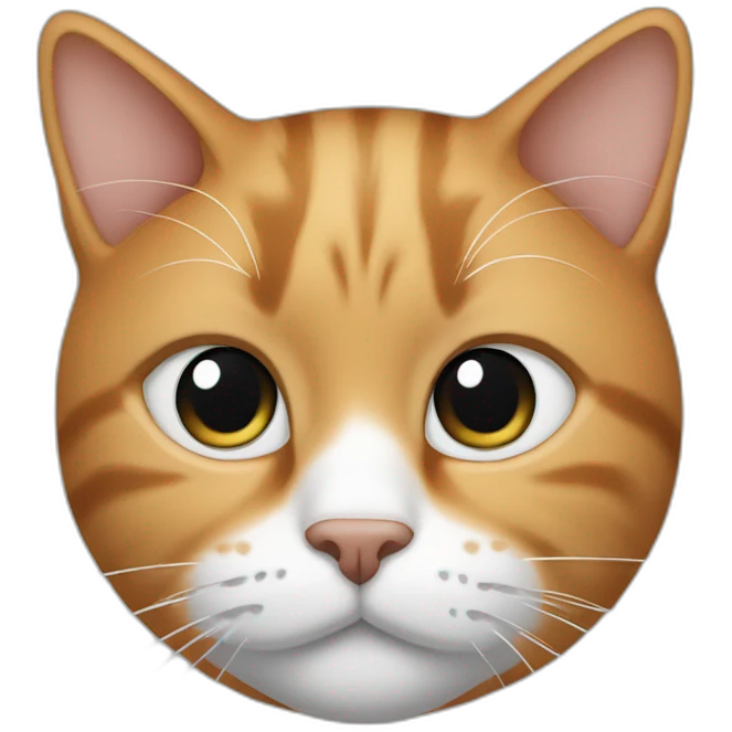 Cat that have his left ear ginger, the right one and his face are black, and the bottom of his face is white emoji