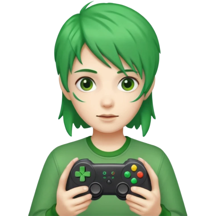 colored green hair gamer game pad controller emoji