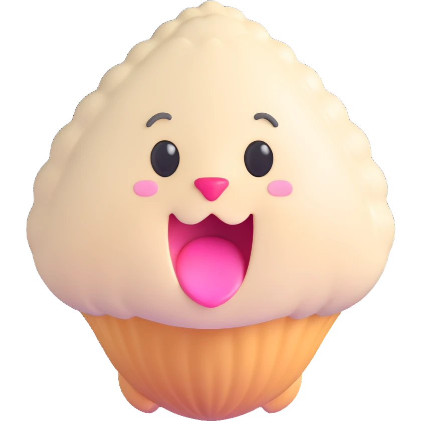 cute oyster, cream color, pink cheeks, doe eyes, greige shell, 3D emoji style emoji