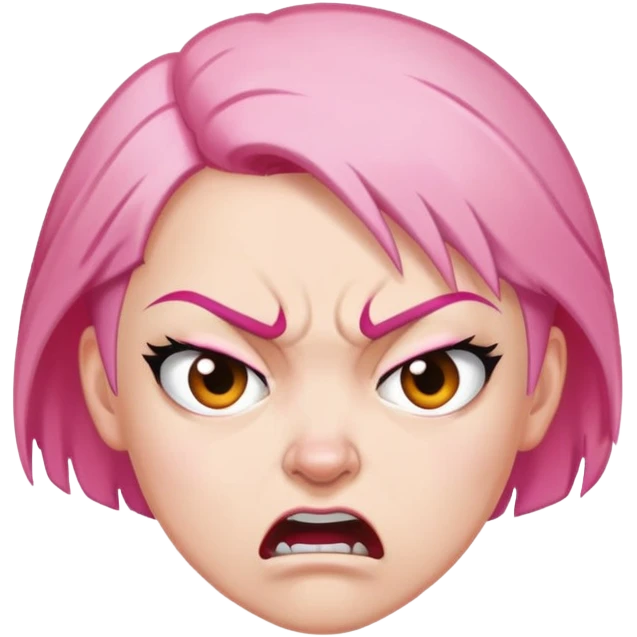 angry feminist with half bald head and half pink hair emoji