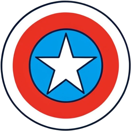 Captain America shield, bold red white and blue, iconic star in center emoji