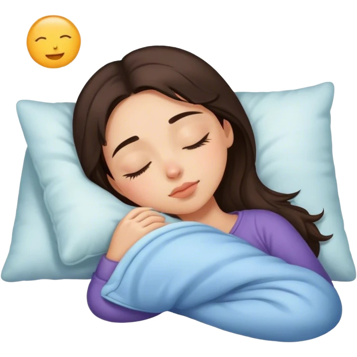 brunette girl sleeping cozy emoji