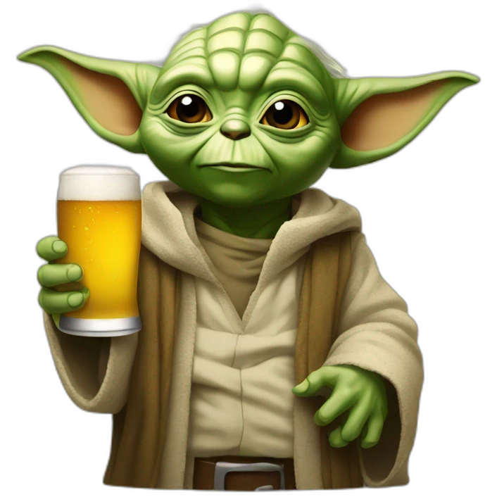 yoda with a beer emoji