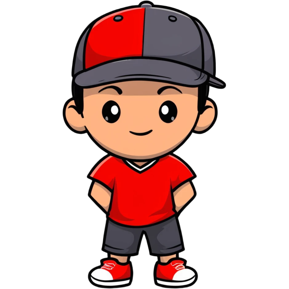 boy avatar with baseball cap and red t-shirt emoji