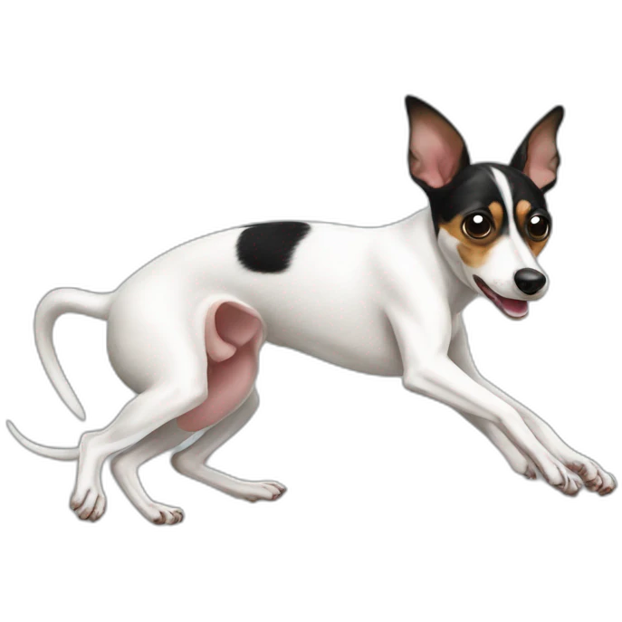 rat terrier playing dead silly on back emoji