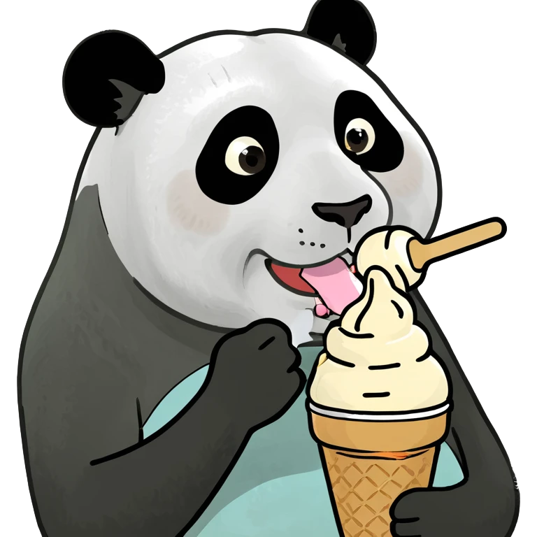 Panda eating ice cream emoji