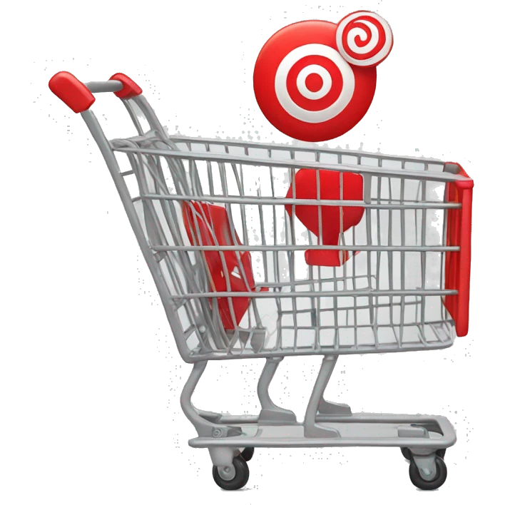 Red shopping cart with a target on the side  emoji