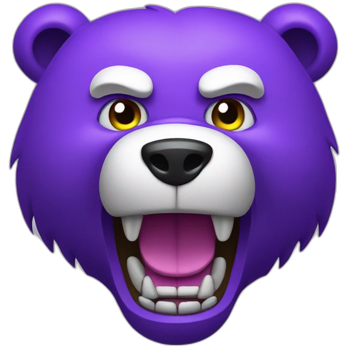 Angry Purple bear with white eyes roaring emoji