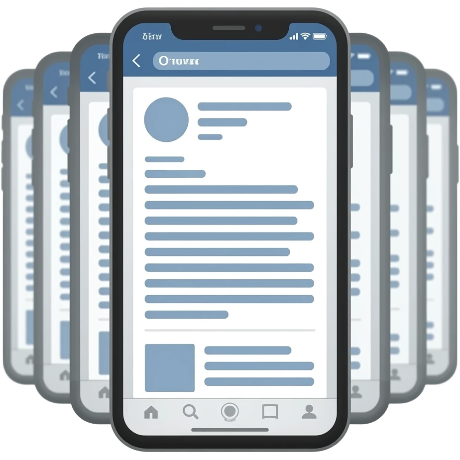 phone with scrolling post emoji