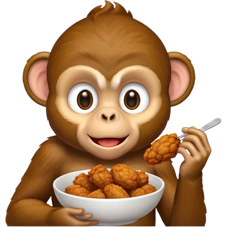 Fried chicken eating a black monkey emoji