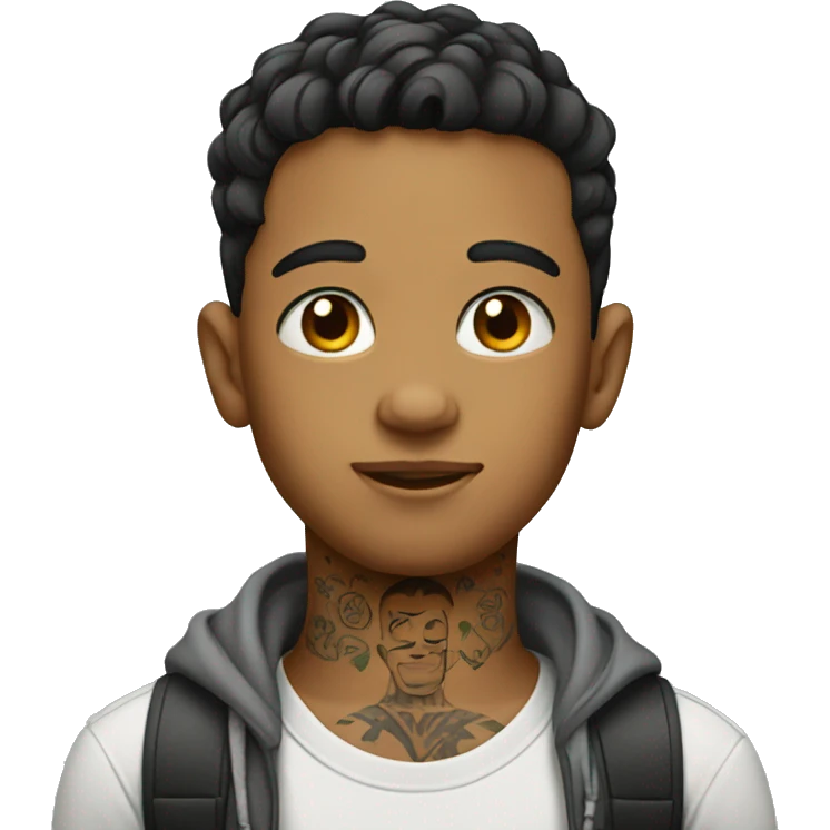 Boy with a tatto on the neck emoji