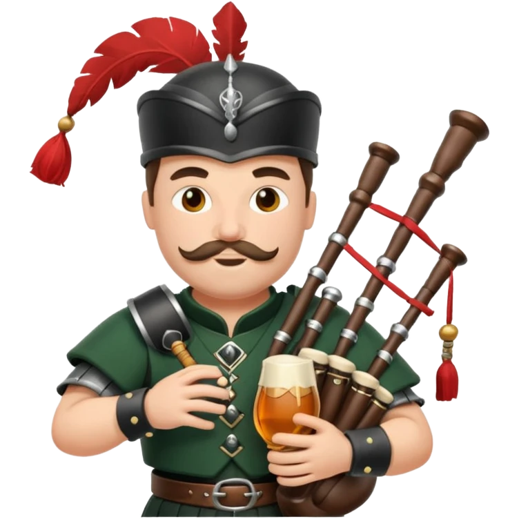 Warrior playing bagpipes chugging whiskey emoji