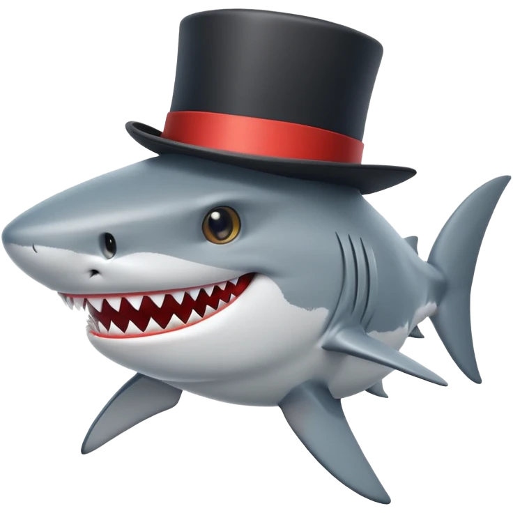 Shark with a top hat emoji