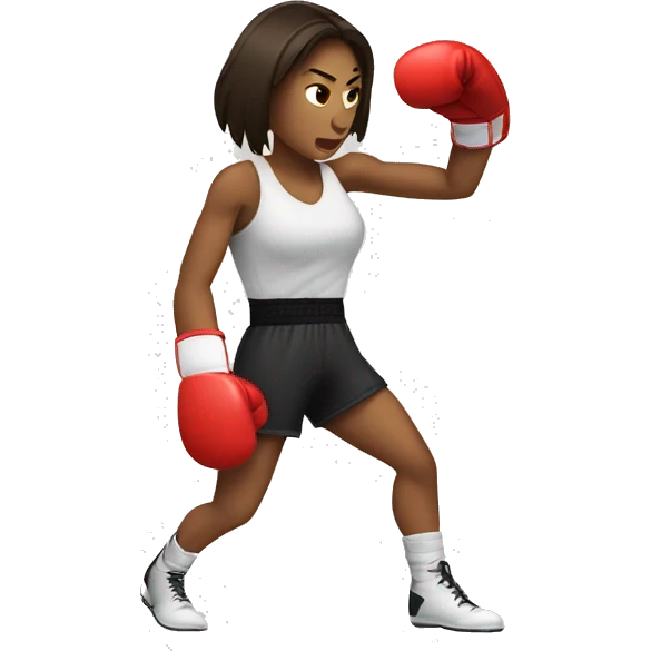 Brunette woman boxer throwing a punch emoji