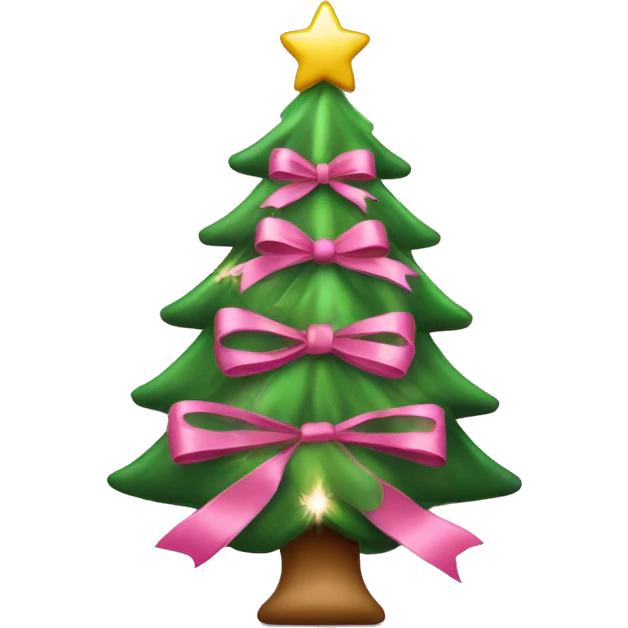 Twinkling Christmas tree with pink bows emoji
