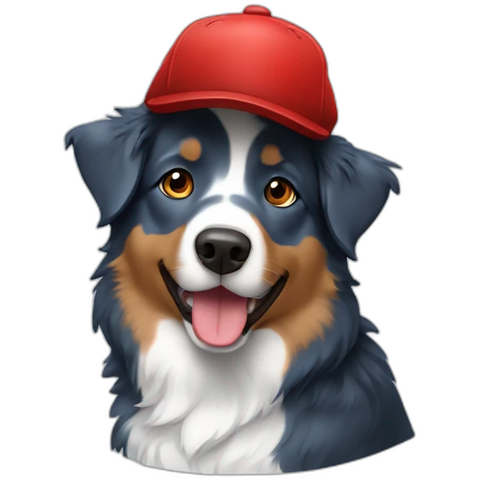 Blue australian shepherd with red cap emoji