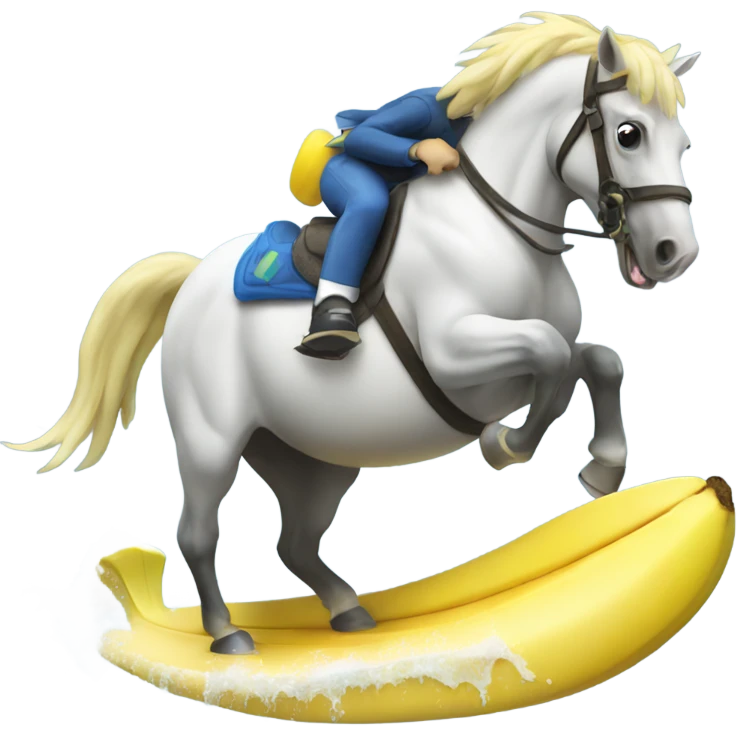 Horse surfing and eating a banana emoji
