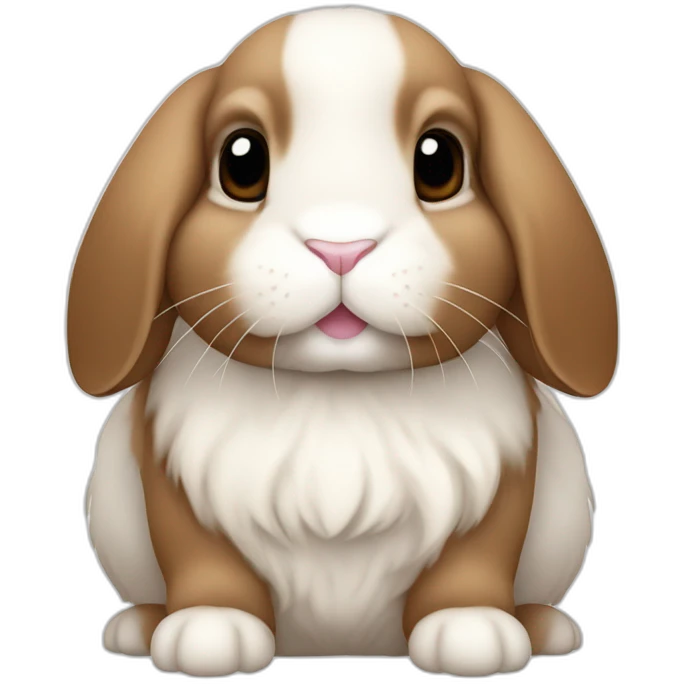 holland lop rabbit with floppy ears in apple iOS emoji style white underbelly but brown all over otherwise emoji