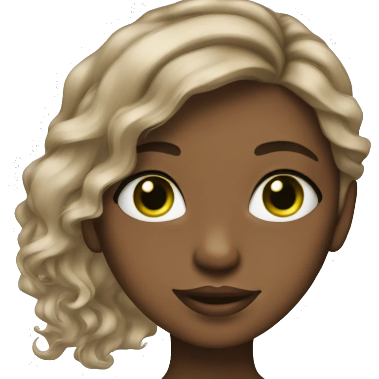 Green eye girl, brown wavy middle part hair  emoji