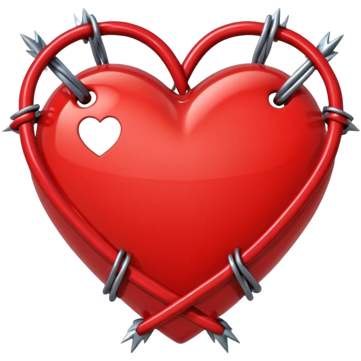 red heart emoji surrounded by metallic barbed wire emoji