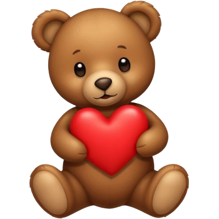 brown teddy bear hold red heart emoji