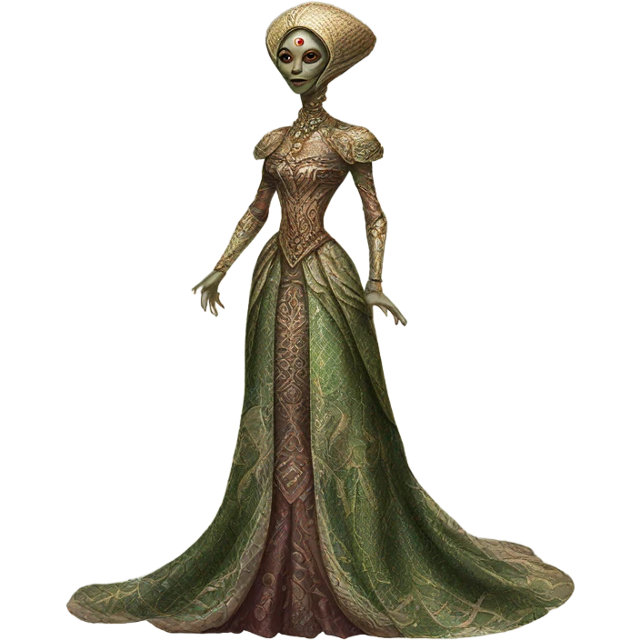 a Reptilian alien woman full body in Romanov dress emoji