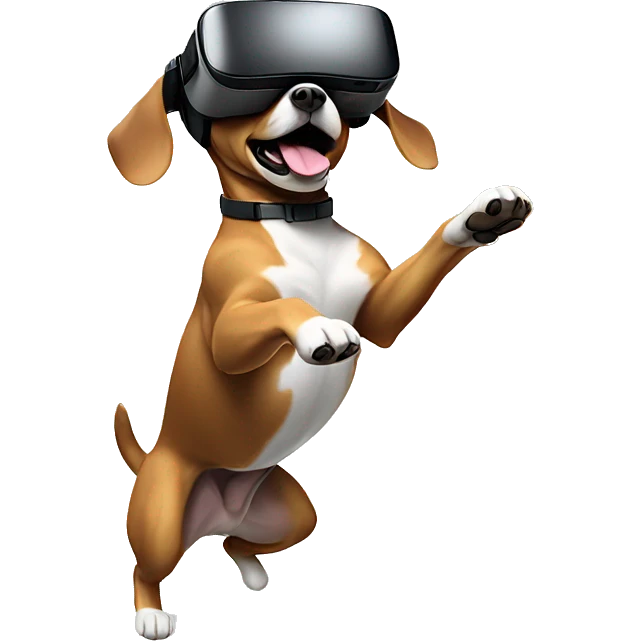 Dog playing vr while doing a backflip emoji