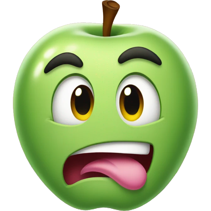 Classic apple type emoji but he has his tongue out emoji
