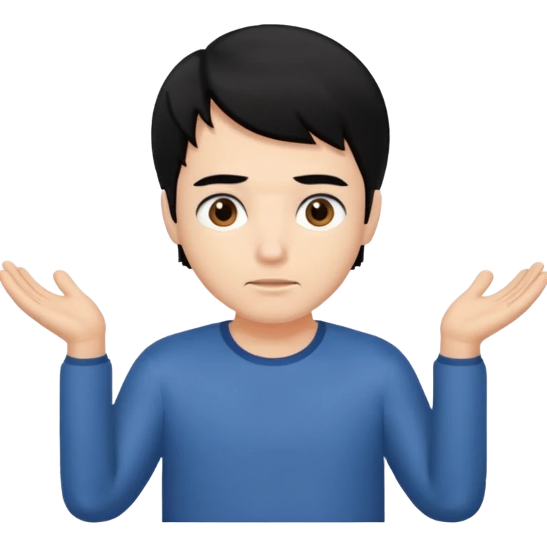 a guy shrugging his shoulders with a black hair emoji
