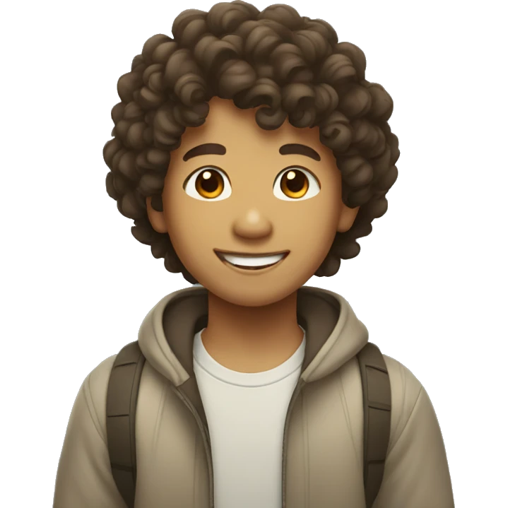 Filipino boy with curly hair smiling emoji