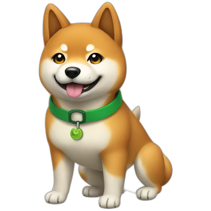 Rare Shiba pokemon with a green collar emoji