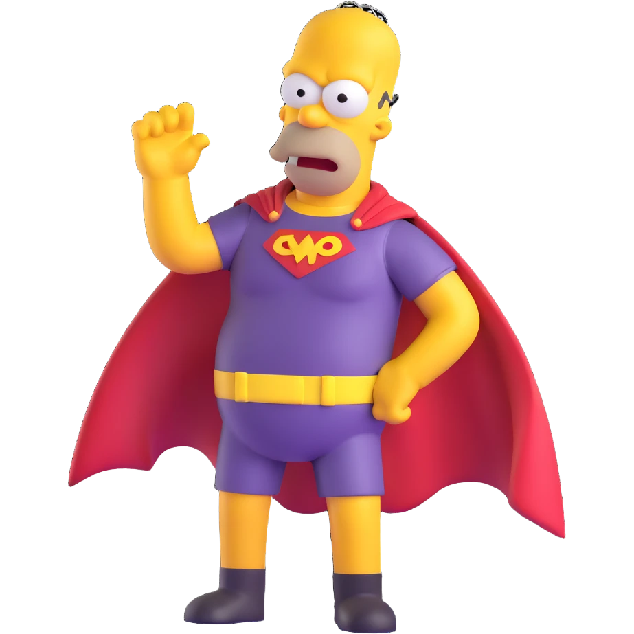 Homer Simpson dressed as a superhero emoji