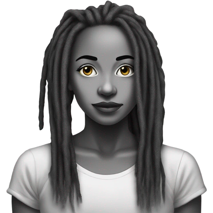 black and white linear Outline dreadlocks beauty portrait emoji