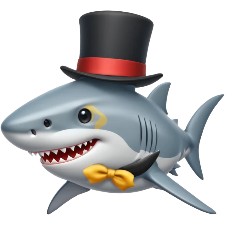 Shark with a top hat emoji