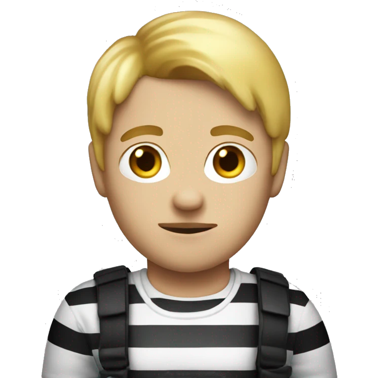 Robber emoji with blonde hair white and black striped shirt  emoji