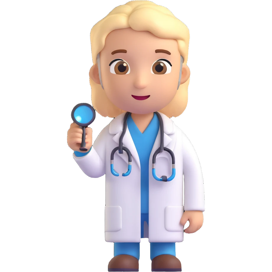 doctor emoji, stethoscope, white coat, friendly expression emoji