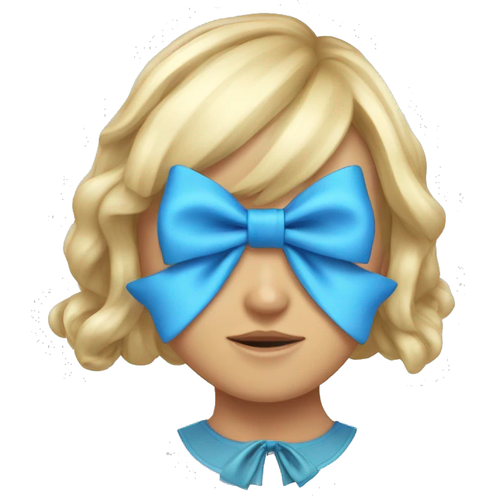 Coquette bow blue emoji
