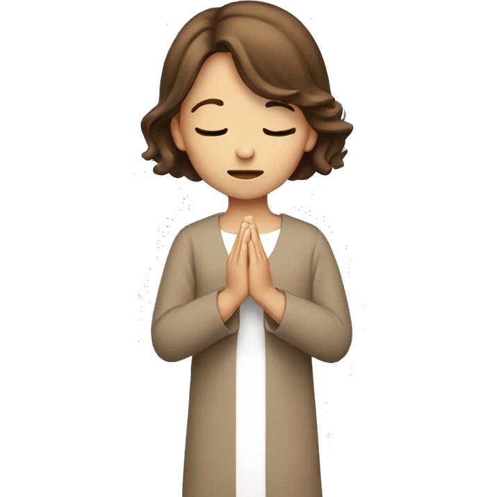A girl with brown hair and mascara praying to god  emoji