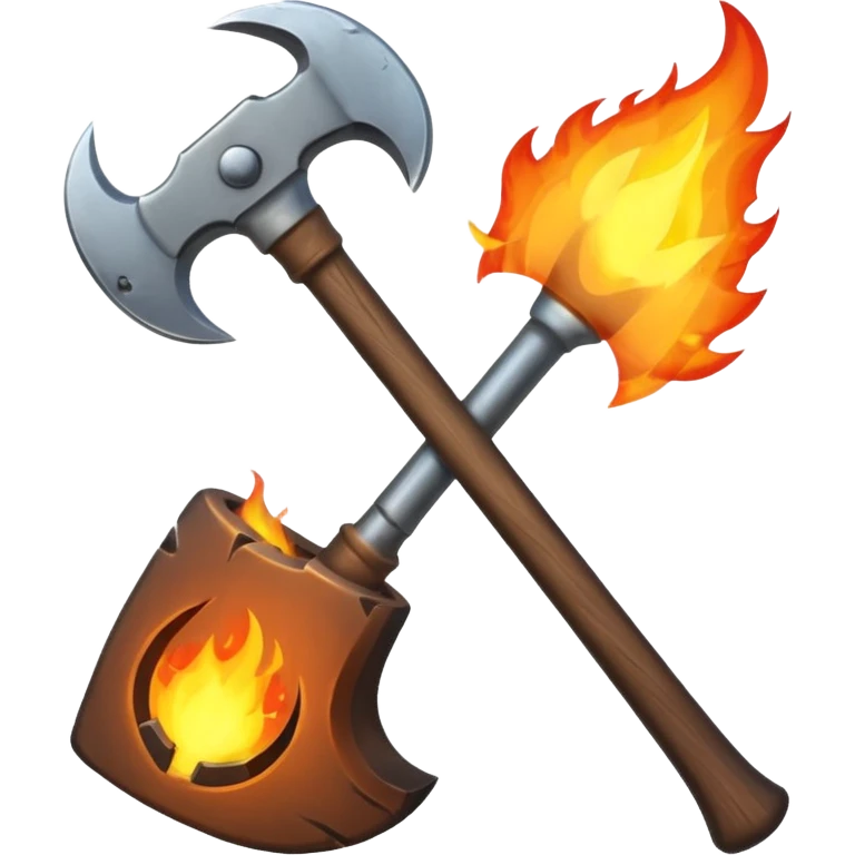 crafting axe with fire emoji