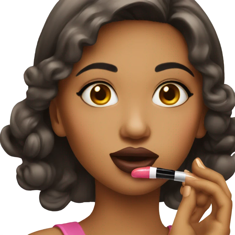Girl applying lip gloss  emoji